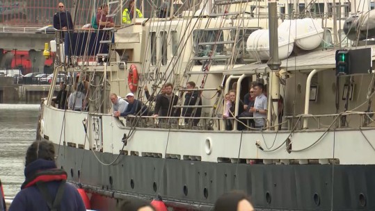 Injured Veterans And Cadets Sailing Around Britain Arrive Into Belfast 