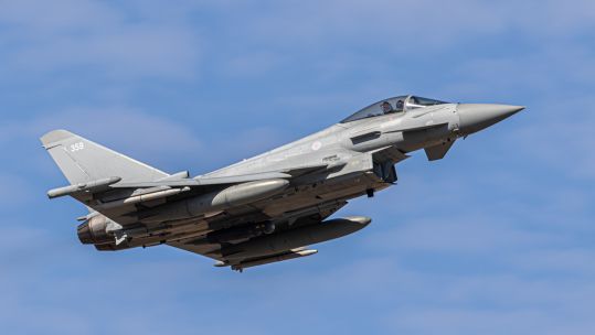 Royal Air Force Typhoon intercept Russian aircraft flying over Baltic Sea 170423 CREDIT RAF