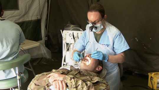 Royal Army Dental Corps Mobile Tented Facility Sandhurst 070521 CREDIT BFBS