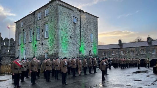 Royal Irish parade 2nd Battalion The Royal Irish Regiment laid their Colours up to rest at the Inniskilling Museum 20022022 CREDIT BFBS.jpg