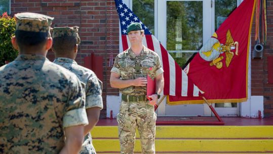 Royal Marine Major James Fuller receives US Bronze Star at ceremony in North Carolina (Picture: Royal Navy).