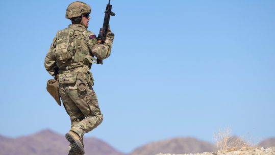 Royal Marine during Exercise Green Dagger vs US Marine Corps testing LRG South at Twentynine Palms training facility 031121 CREDIT ROYAL NAVY