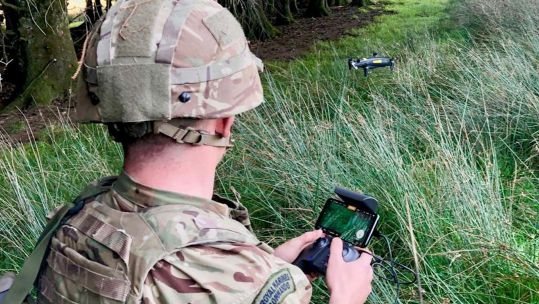 Royal Marine from 45 Commando uses small drone during patrol exercises in Brecon Beacons 121020 CREDIT Royal navy