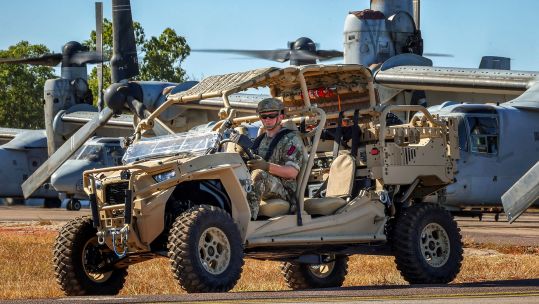 A Royal Marines Polaris light strike vehicle on Ex Predators Run (Picture: MOD)