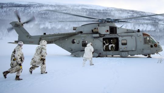 Royal Marines Royal Navy Merlin Mk4 helicopter on Operation Clockwork CREDIT MOD