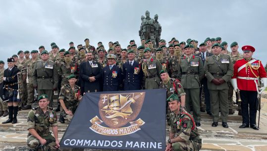 Royal Marines and French Navy in Scottish Highlands for 80th anniversary Free French Commando 080722 CREDIT BFBS