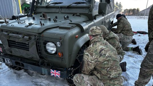 Royal Marines from Commando Logistic Regiment on driver training near Camp viking in Norway CREDIT Commando Logistic Regiment