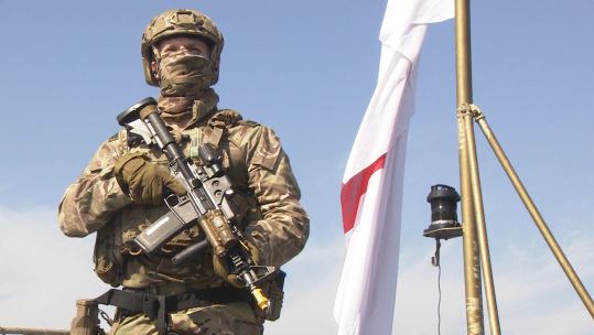 Royal Marines maritime sniper during Littoral Response Group Experimentation exercise in Cyprus