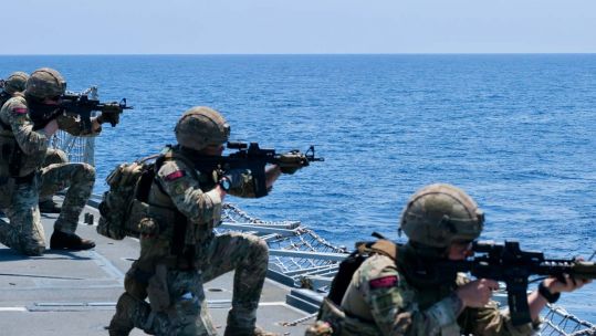 Royal Marines onboard HMS Kent, CSG 2021 