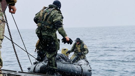 Royal Marines operating from a landing craft during NATO's Exercise Cold Response