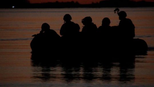 Royal Marines raiding a beach in Estonia as part of Nato's Exercise Spring Storm 230523 CREDIT BFBS