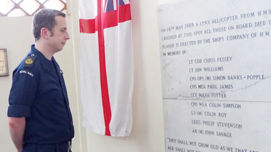 Royal Navy CPO Dave Potter honours his father who died in HMS Brilliant's Lynx crash Kenya 140824 CREDIT ROYAL NAVY