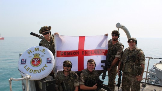HMS Ledbury Crew supporting England