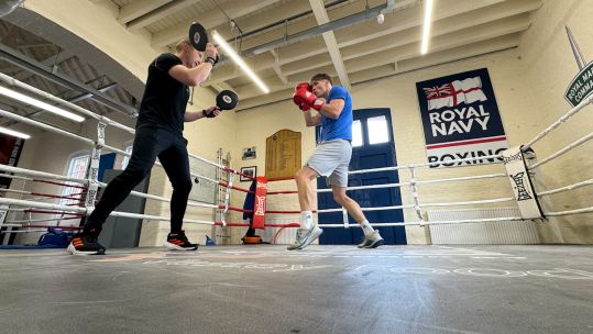 Royal Navy boxer Connor Fanning trains in Portsmouth CREDIT BFBS DATE 26032025.jpg