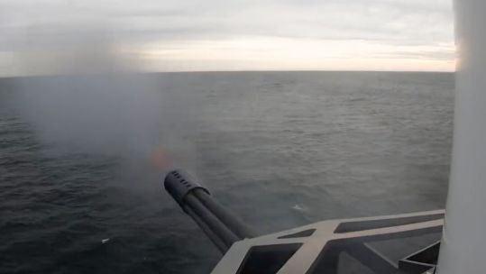 Royal Navy flagship HMS Queen Elizabeth during attack of the killer tomato exercise 210223 CREDIT HMS QUEEN ELIZABETH TWITTER