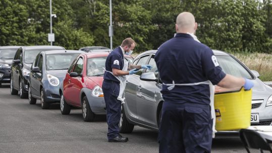 Royal Navy personnel operate a Mobile Testing Unit in Hampshire
