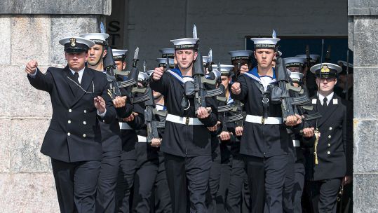 Royal Navy ratings and officers during passing out ceremony at Dartmouth 130820 CREDIT ROYAL NAVY