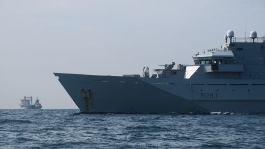 Cover image: HMS Mersey tracked the Russian ship through the English Channel (Picture: Royal Navy).