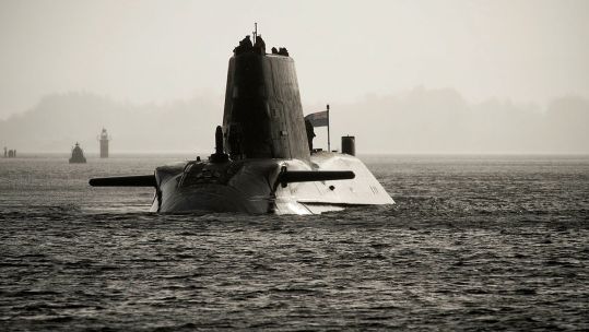 Royal Navy submarine HMS Astute sails up the Clyde estuary into her home port of Faslane CREDIT MOD crown copyright.jpg