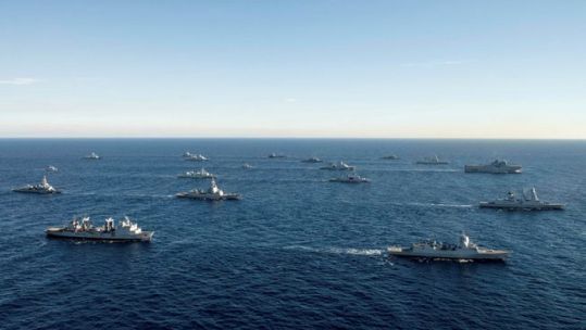 Royal Navy vessels during NATO Exercise Brilliant Mariner 2017