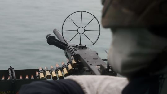 Royal Navy warship shoots down swarms of drones