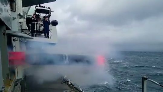 Royal Navy's Type 23 frigate HMS Portland demonstrates torpedo during weapon drills 22022023 CREDIT HMS Portland