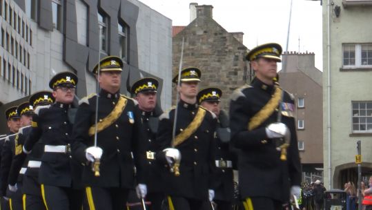 Royal Scots Dragoon Dragoon Guards have paraded through Edinburgh to mark the regiment's 50th anniversary. 03092021 CREDIT BFBS