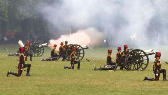 King's Troop Royal Horse Artillery fire a 41 gun salute in June 2015 Credit Forces News