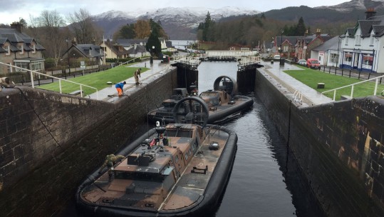 Royal Marines Squeeze Hovercrafts Through The Locks Of Loch Ness