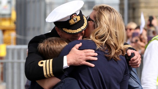 Royal Navy Family Unidentifiable Hug Homecoming Defence Imagery 45160242