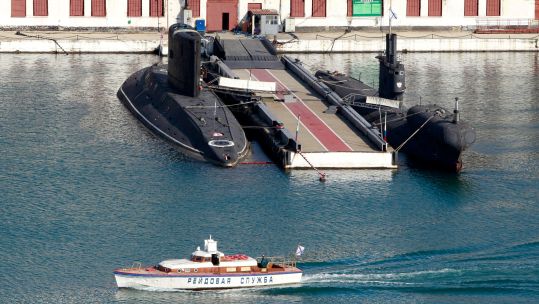 Russian Black Sea Fleet submarines in the Crimean port of Sevastopol March 20, 2014. 