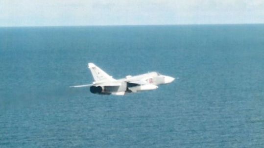 A Russian Su-24 fighter bomber was intercepted by Swedish Air Combat Command after it violated their airspace (Picture: Pål Jonson X)