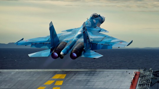 Russian Su-33 jet takes off from carrier