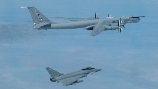 Russian Tu-142 Maritime Patrol aircraft that was intercepted by QRA Typhoons 020523 CREDIT RAF