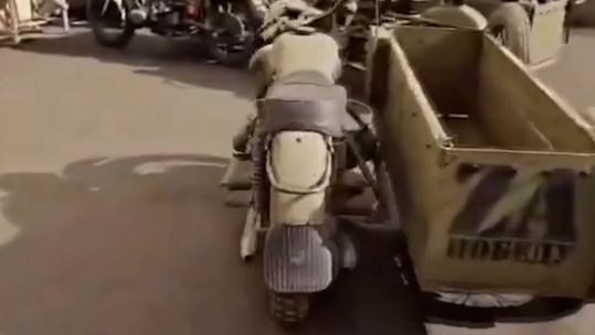 Russian motorcycle and sidecar combination being used in Ukraine (PIcture: Russian social media)