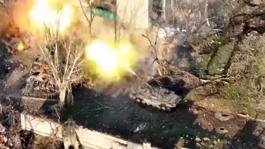 Russian tank firepower facing those sheltering in Azovstal steelworks (Picture: AZOV media).