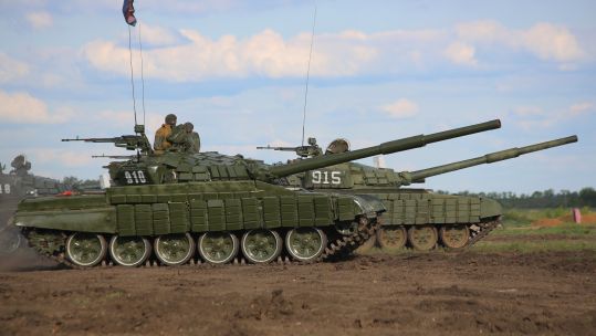 Russian-backed Donetsk People's Republic tanks in eastern Ukraine