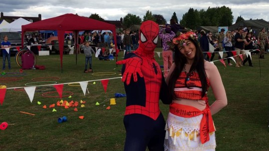 Spiderman and Moana mingle with the crowd at RAF Odiham