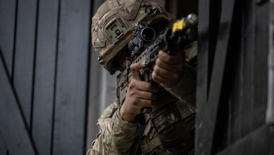 A soldier fires during exercise iron cyclone 2023