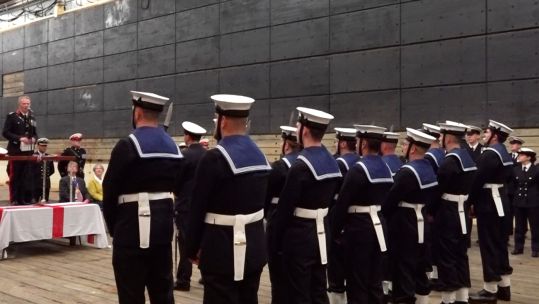 Sailors and Royal Marines gather to say farewell to HMS Albion 20092023 CREDIT BFBS