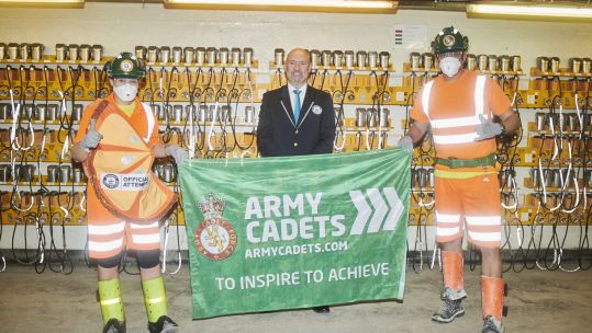 Army Cadet Ambassadors with the adjudicator. Credit Army Cadet Force