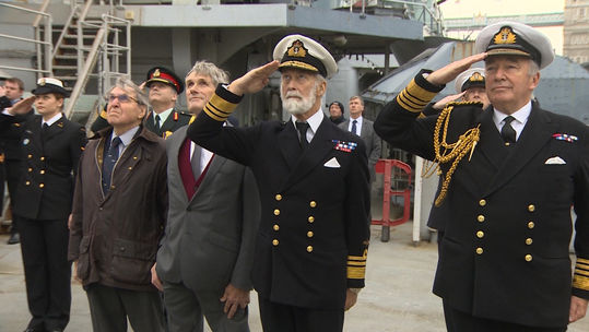 Salute onboard HMS Belfast. 