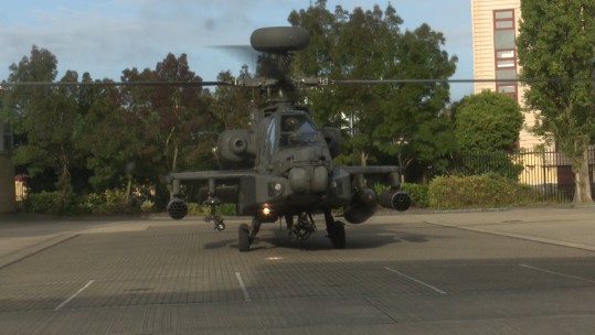 An Apache helicopter lands in Southall to commemorate the Battle of Saragarhi (Image: BFBS)