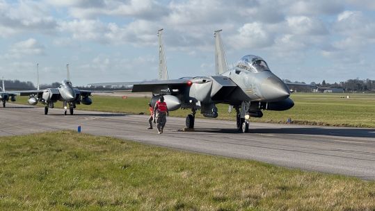 Saudi F-15SA on first Cobra Warrior Mission 25.02.25 CREDIT BFBS