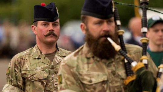 Scots Pipes and Drums beard 010818 CREDIT MOD Crown Copyright
