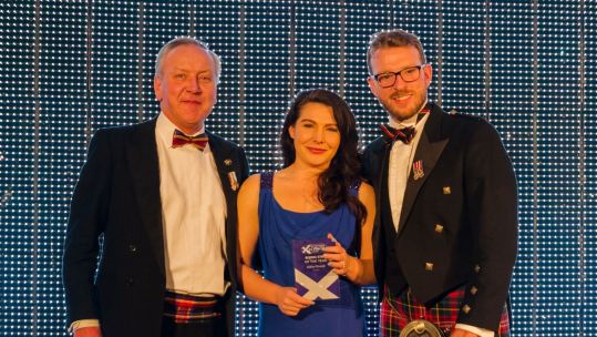 Scottish Ex-Forces in Business Awards Rising Star Of The Year 2019 winner Gillian Dowds (middle) Craig Jamieson (left) JJ Chalmers (right) 3 December 2019 CREDIT Ex-Forces in Business Awards