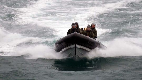 Seaboat launched from HMS Duncan to assist a yacht in the English Channel 