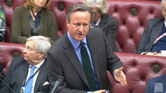Secretary Lord David Cameron speaking during his first monthly question time in the House of Lords (Picture: PA Media).