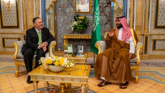 US Secretary of State Mike Pompeo made the comments while in Saudi Arabia meeting the Crown Prince, Mohammed bin Salman (Picture: US State Department).