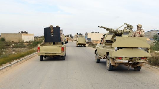 Security forces patrol south of the contested Libyan capital, Tripoli, in November 2019 (Picture: PA).